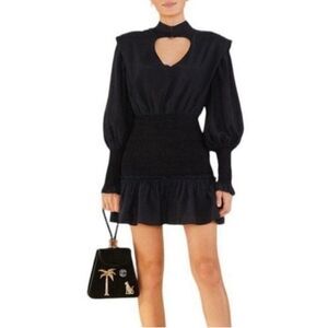 Farm Rio Heart Cutout Smocked Dress